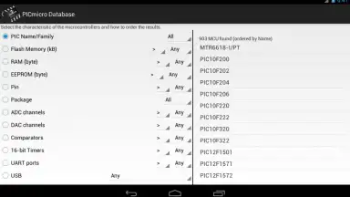 Capture d'écran de PICmicro Database 8