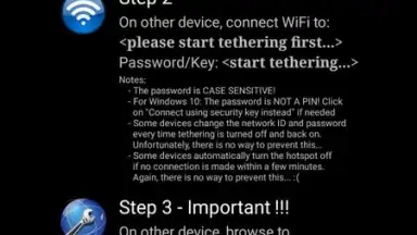 Capture d'écran de SecureTether WiFi 2