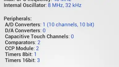Capture d'écran de PICmicro Database 6