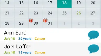 Capture d'écran de Birthday Calendar Free 1