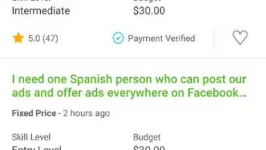 Capture d'écran de Upwork 2