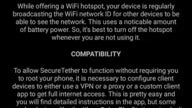 Capture d'écran de SecureTether WiFi 3