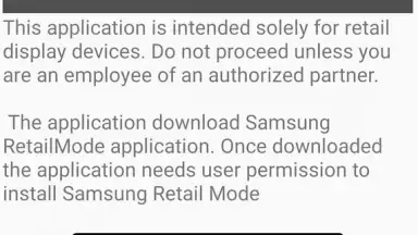 Capture d'écran de Samsung Retail Mode 1