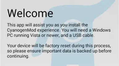 Capture d'écran de CyanogenMod Installer 1
