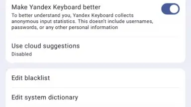 Capture d'écran de Yandex Keyboard 8