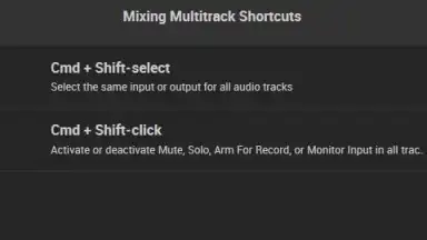 Capture d'écran de Shortcuts+ Audition 1