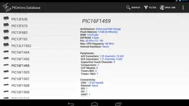 Capture d'écran de PICmicro Database 10