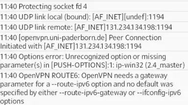 Capture d'écran de OpenVPN 5