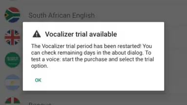 Capture d'écran de Vocalizer TTS Voice 2