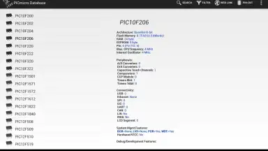 Capture d'écran de PICmicro Database 3