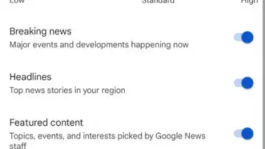 Capture d'écran de Google News 6