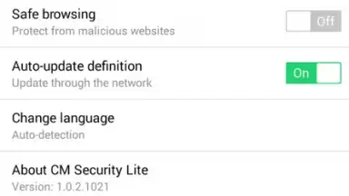 Capture d'écran de CM Security Lite 4