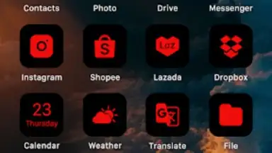Capture d'écran de Wow Red Black Theme, Icon Pack 7