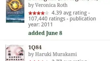 Capture d'écran de Goodreads 3