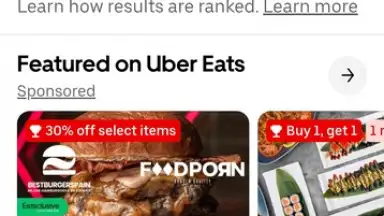Capture d'écran de Uber Eats 1